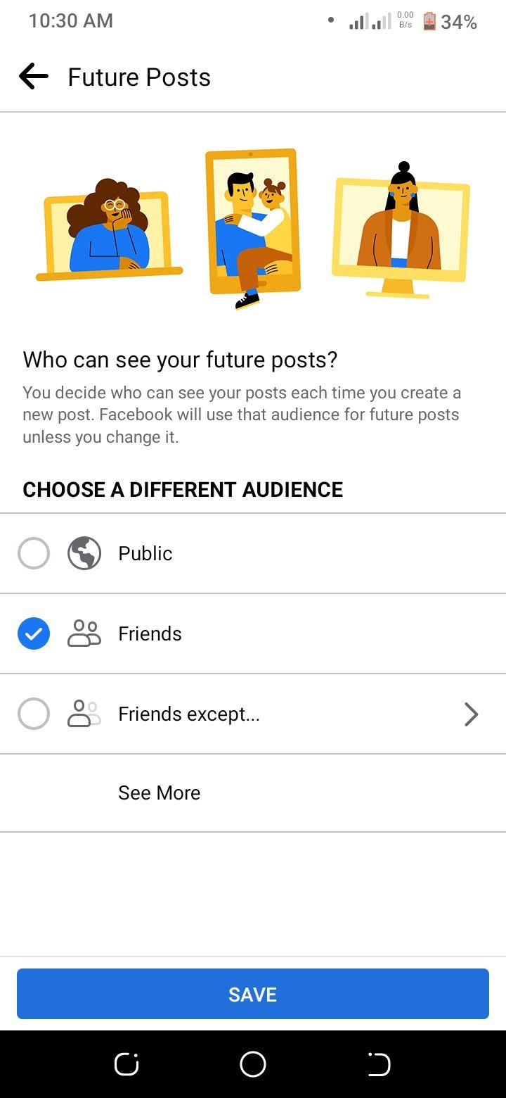 Screenshot showing facebook audience settings