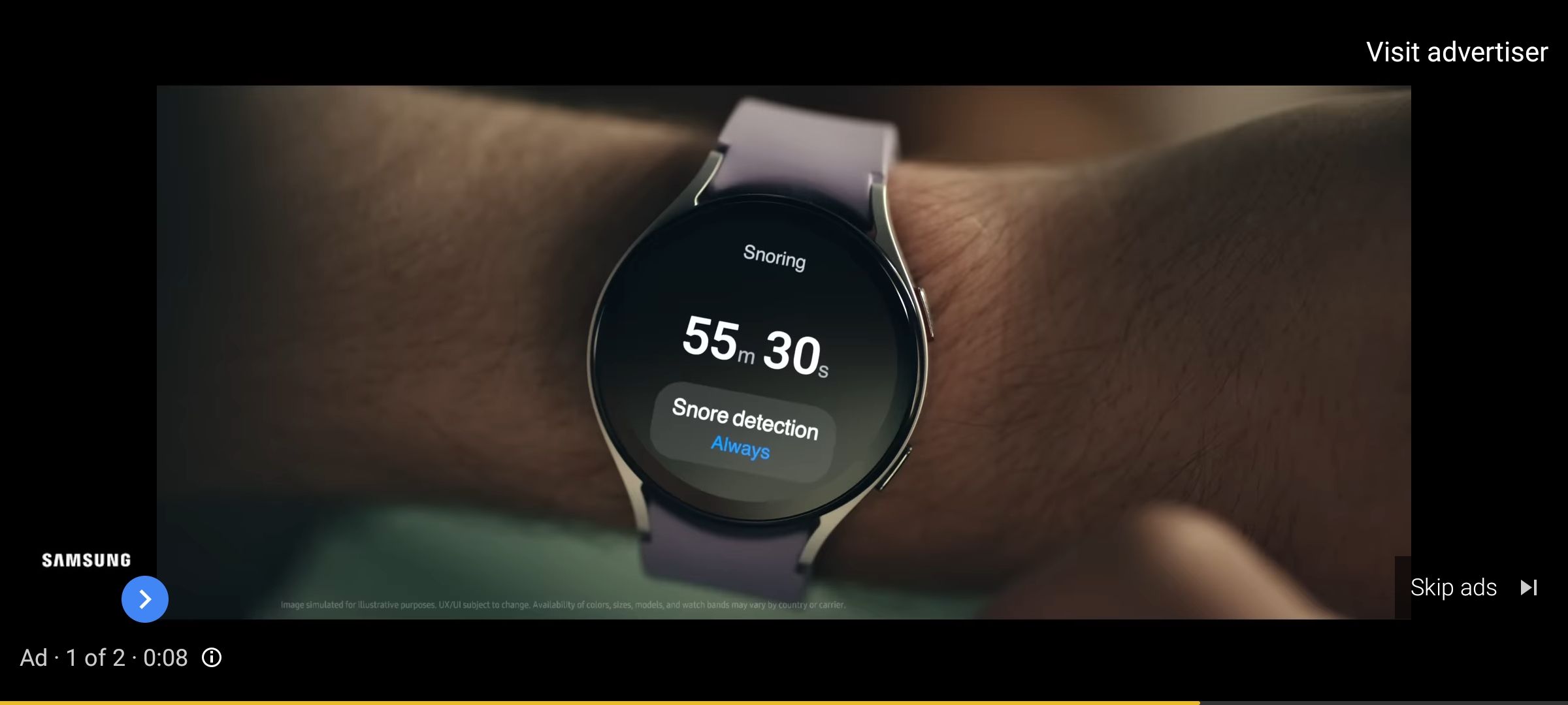 A screenshot of a full-screen ad from Samsung
