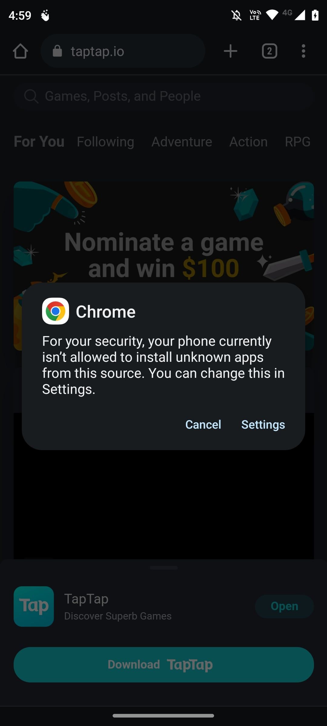 Chrome download settings popup