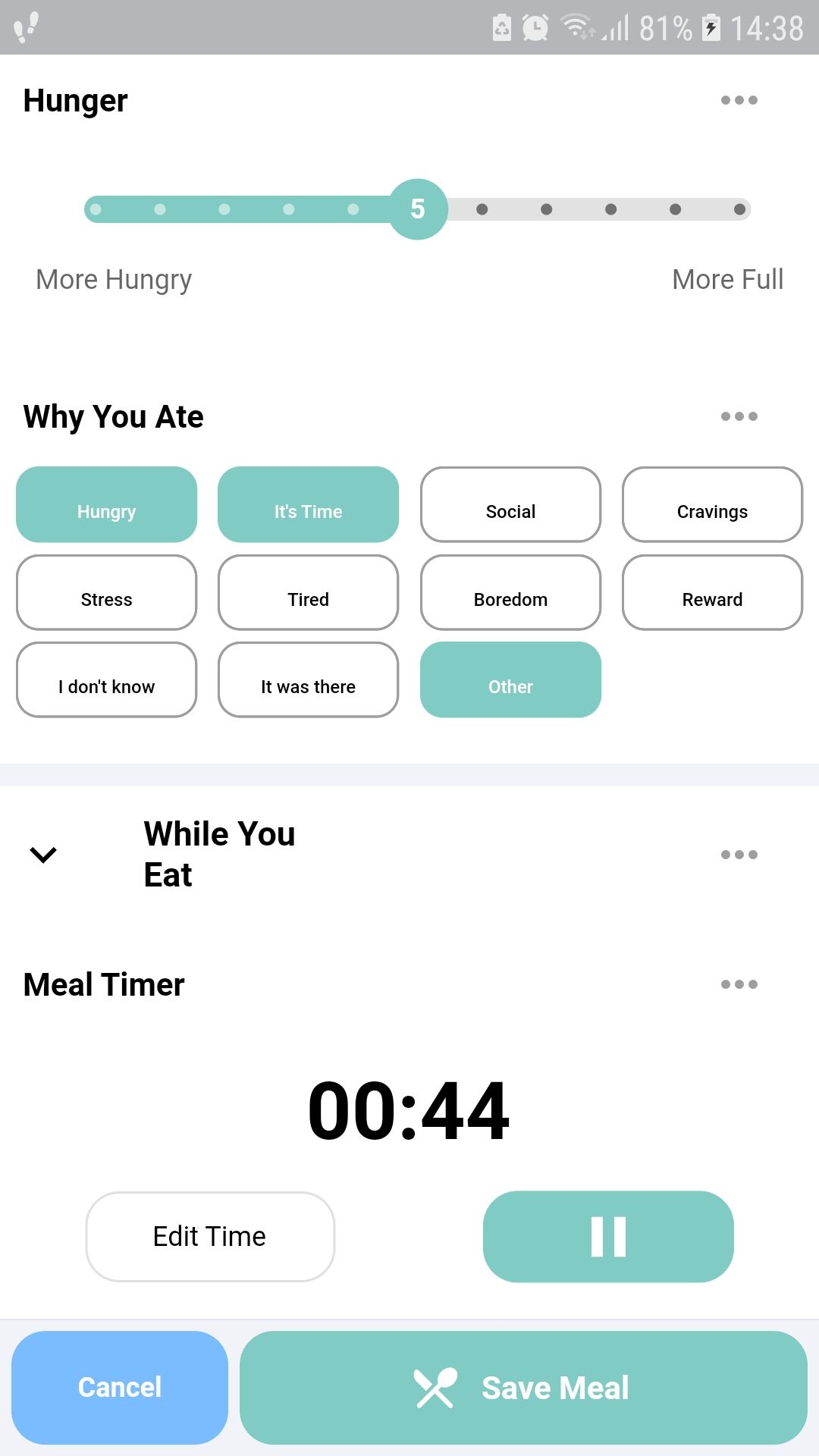 Shutterbite mindful eating mobile app save meal