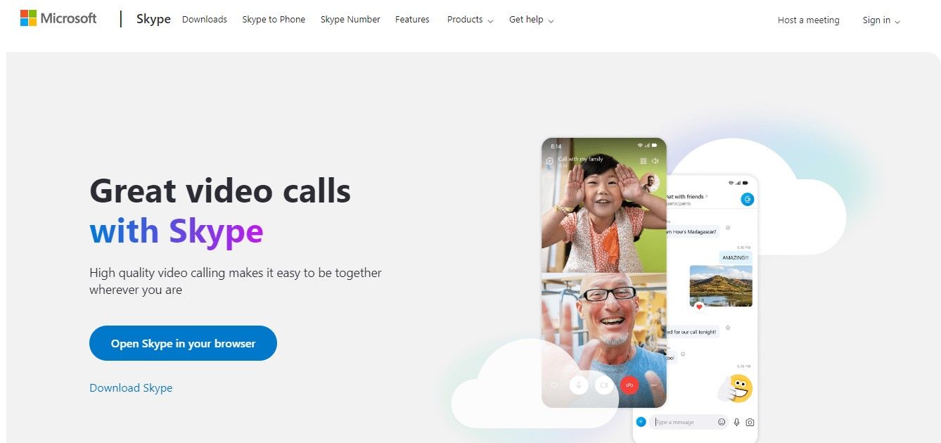 Skype Home Page