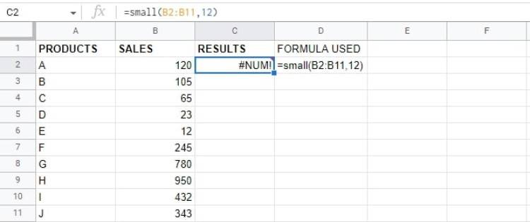 How to Use the SMALL Function in Google Sheets