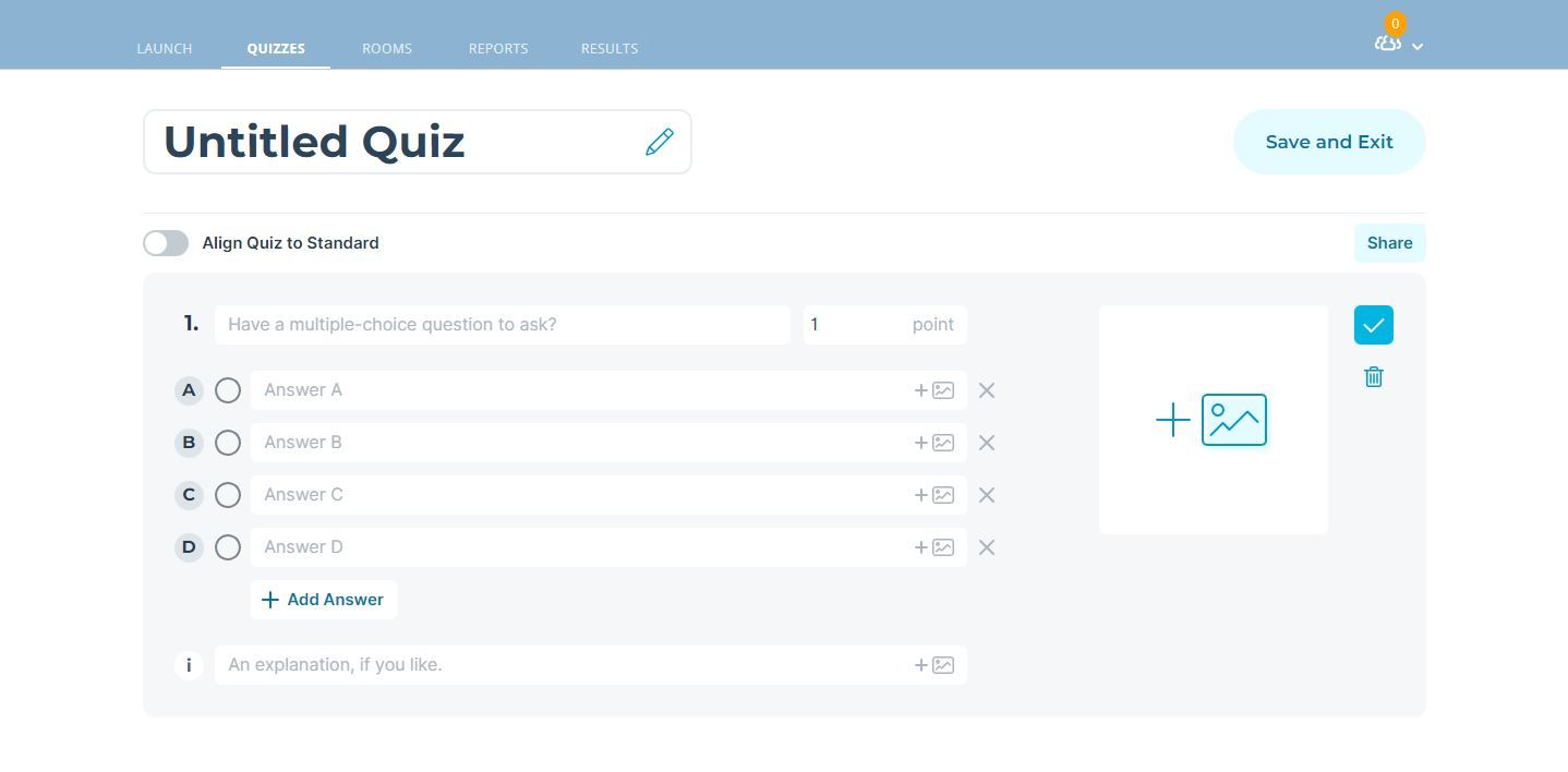 A Screenshot of Socrative Test Making in Action