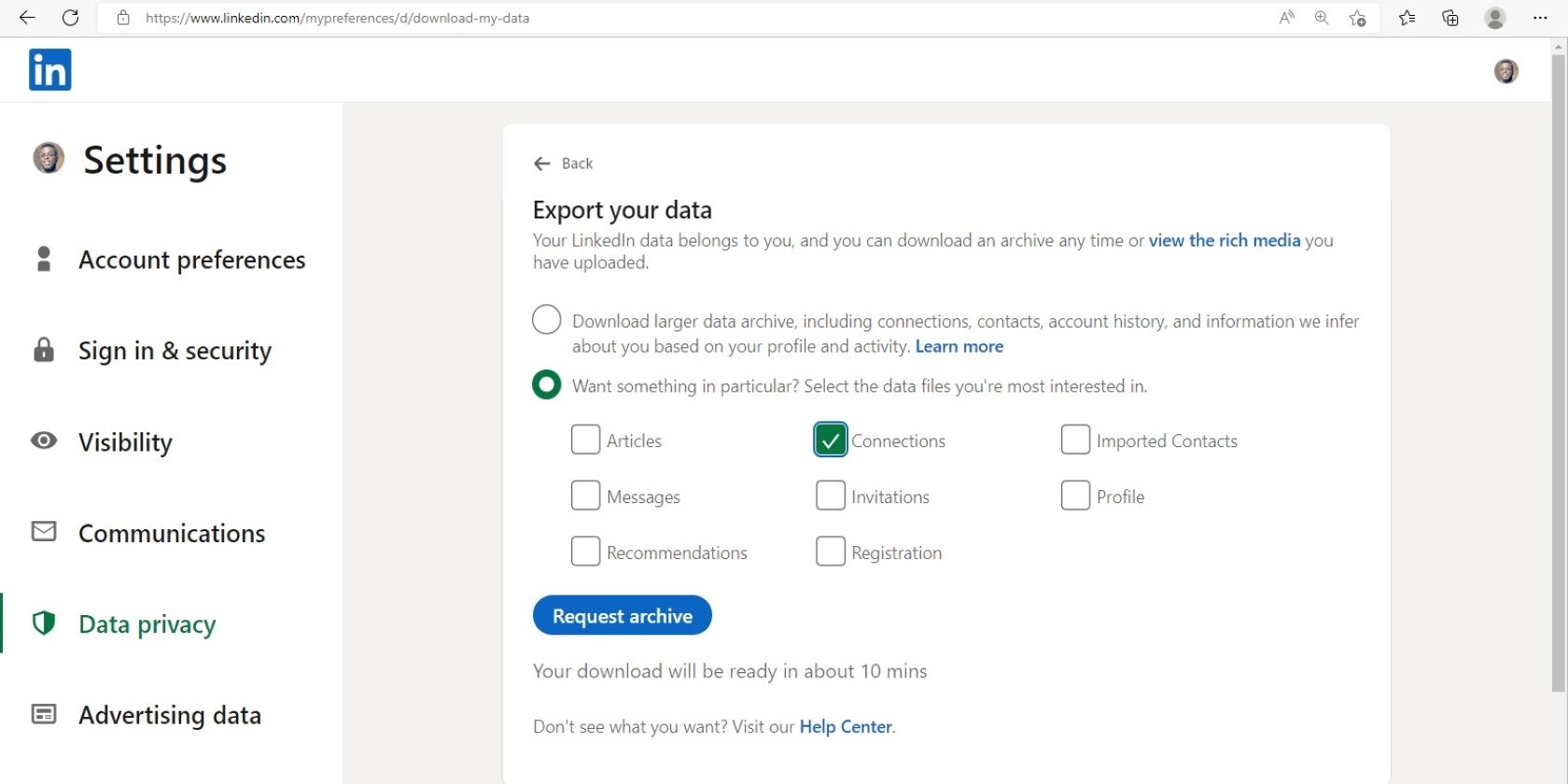 How to export your LinkedIn contacts as a CSV file