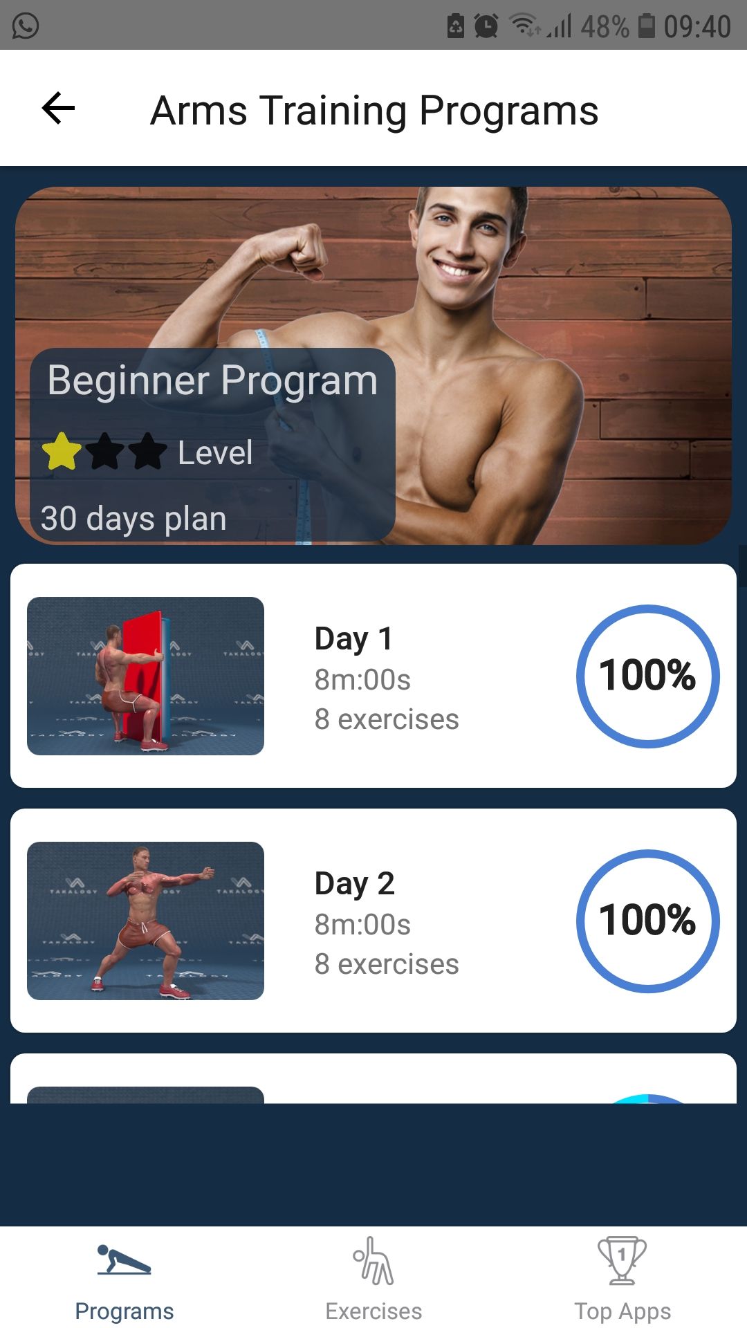 Strong Arms In 30 Days mobile workout app training plan