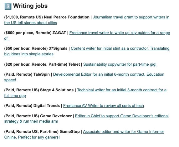 The Writer's Job Newsletter Screenshot 3