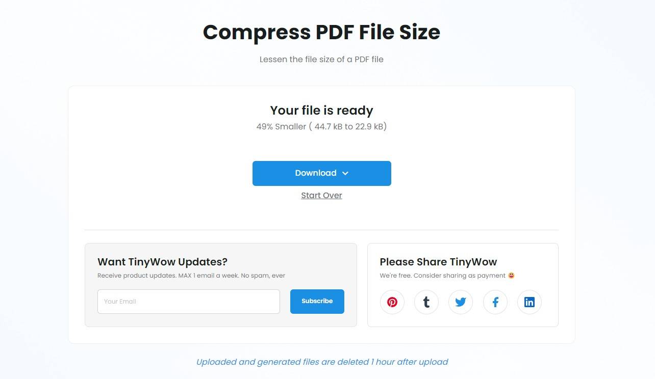 برنامج TinyWow Compress PDF