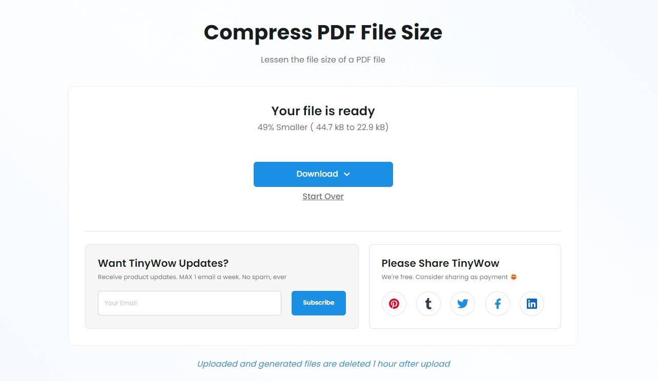 كيفية تصغير حجم ملف pdf أو ضغط ملف pdf برنامج TinyWow Compress PDF