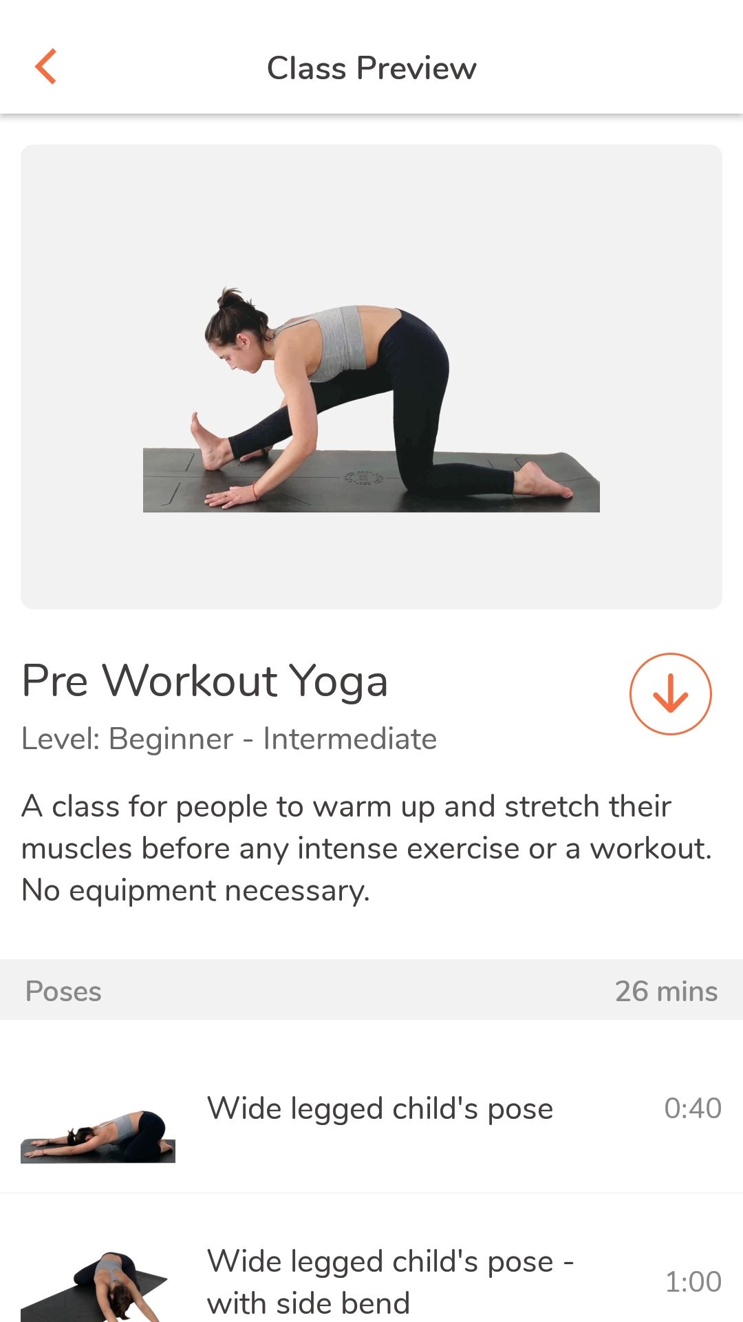 Track Yoga mobile yoga fitness app workout preview