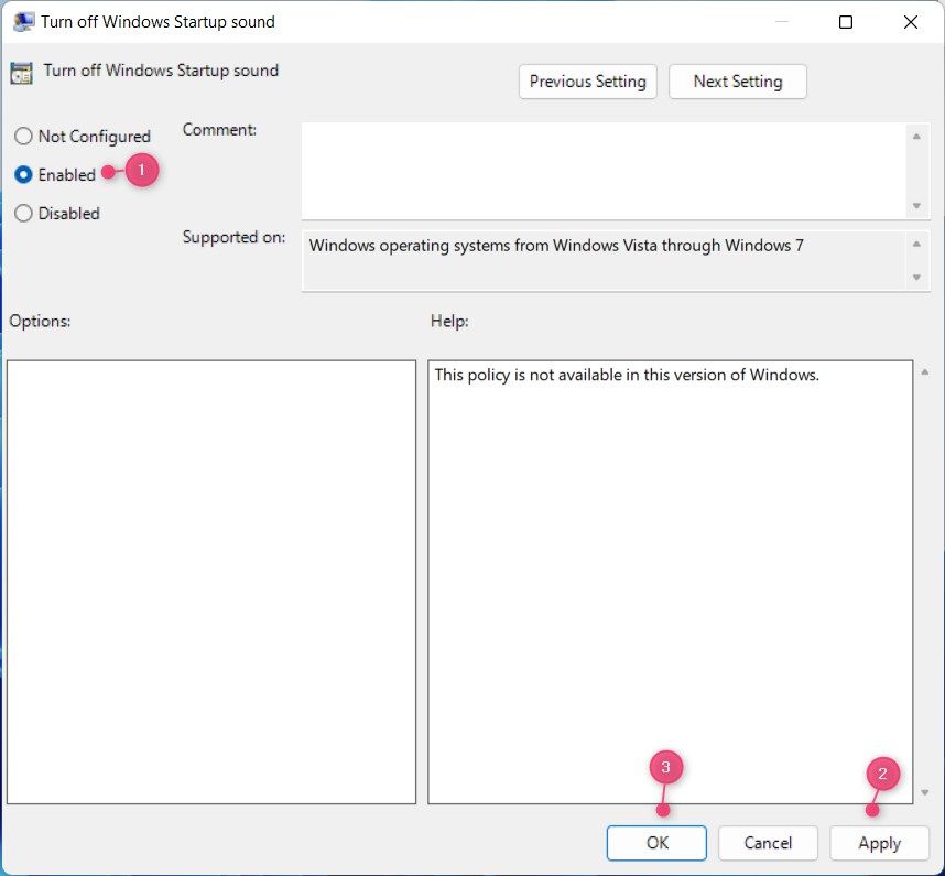 Turn off Windows startup sound in Group Policy