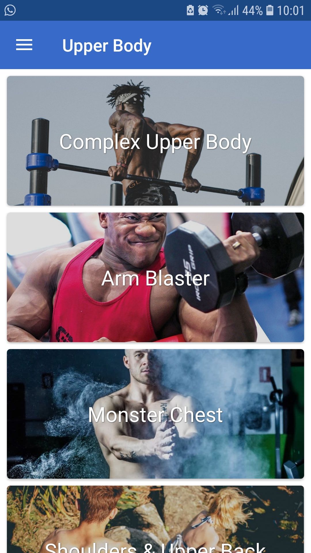 Upper Body Training mobile workout app