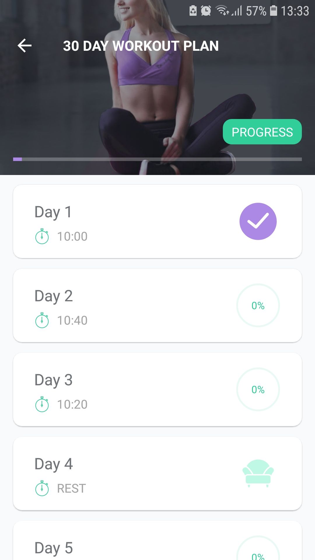 Upper Body Workouts mobile fitness app plan