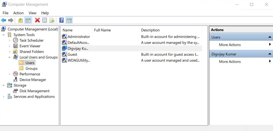 Use Computer Management to prevent changing Windows Passwords