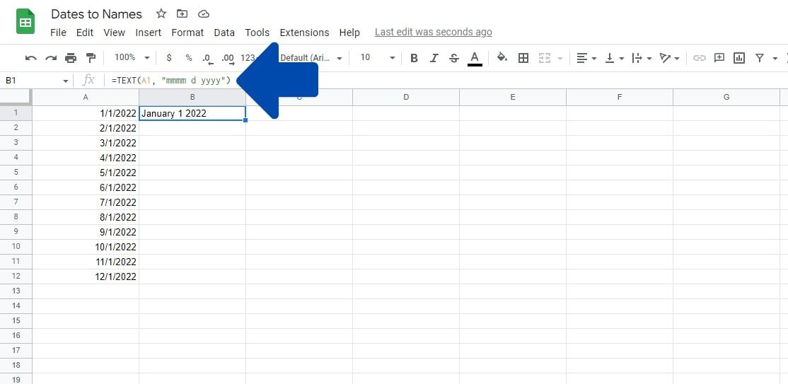 Using TEXT Formula for custom dates in Google Sheets