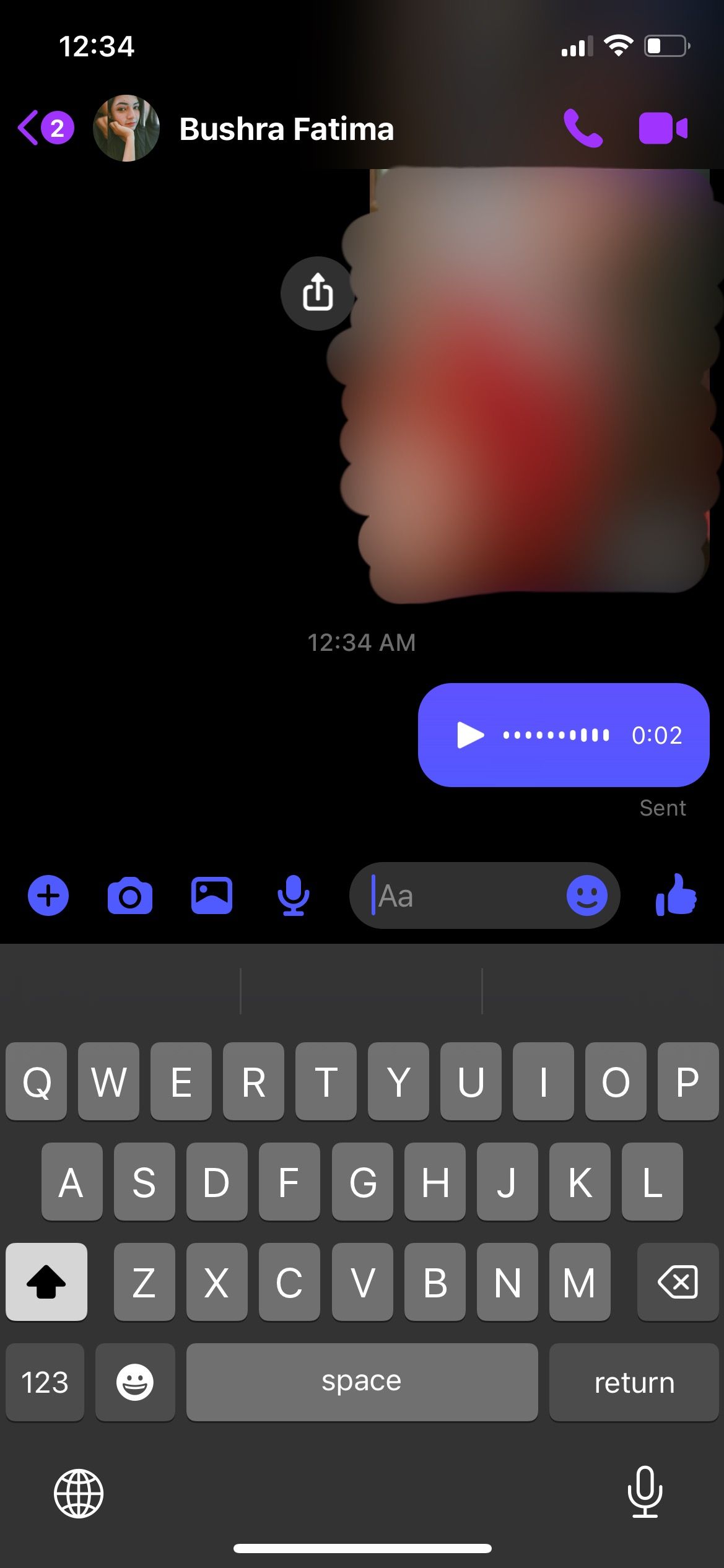 Voice note on Messenger