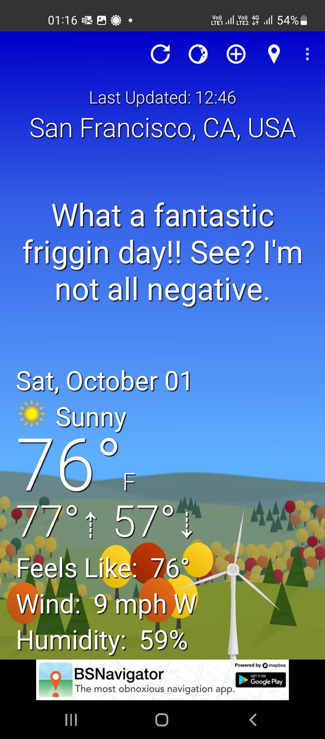 Current weather conditions in WTForecast