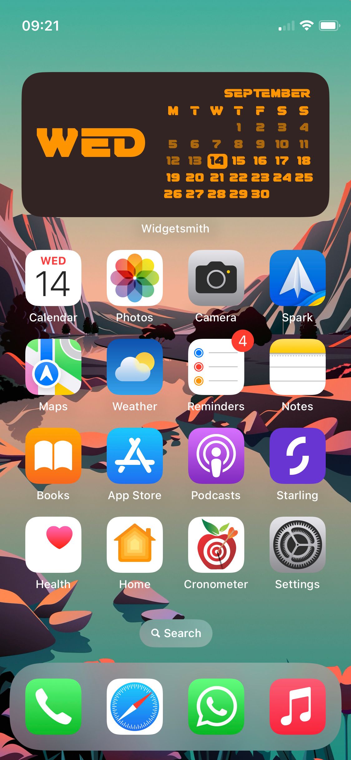 Widgetsmith app on an iPhone Home Screen