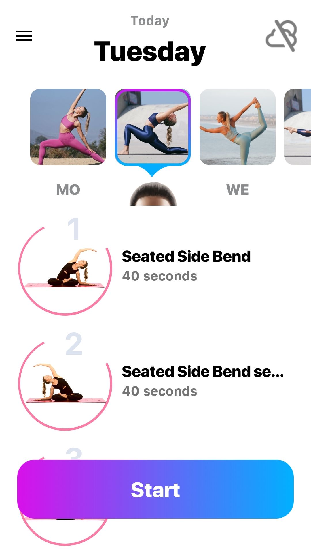 Yoga Poses classes mobile fitness app
