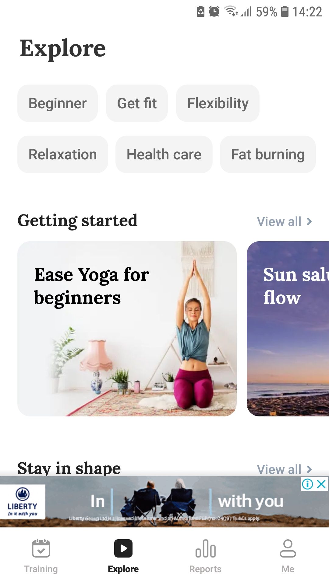 Yoga for Beginners mobile yoga fitness app explore