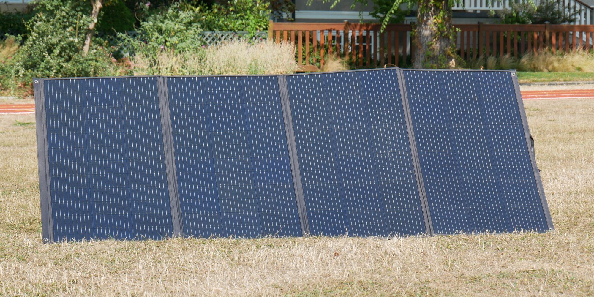 Zendure 400W Solar Panel Unfolded and Standing Exposed to Sun