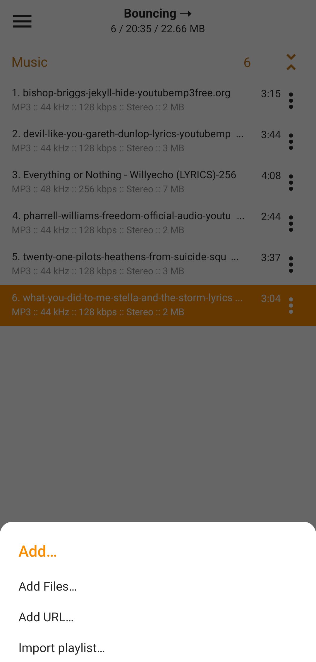 Adding Music Files and Urls on AIMP Android App