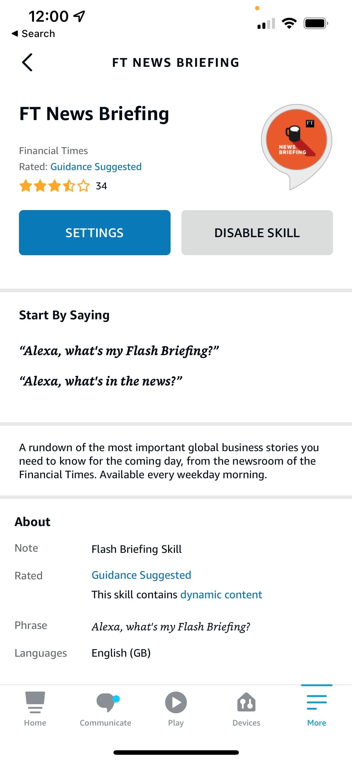 The FT News Briefing Flash Briefing skill