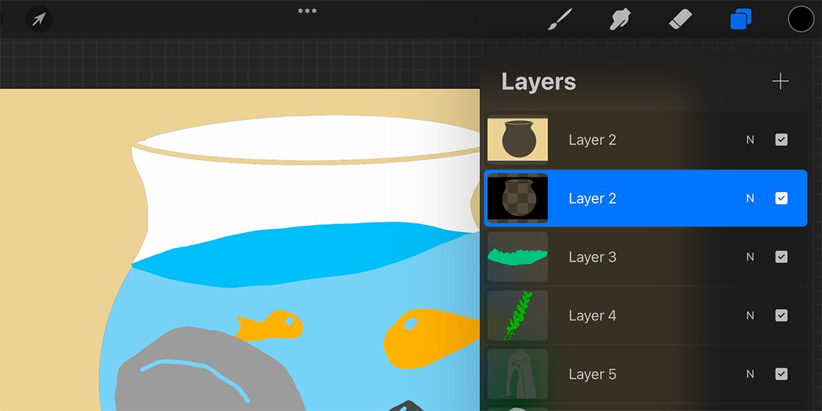 Procreate Layers with alpha locked layer.