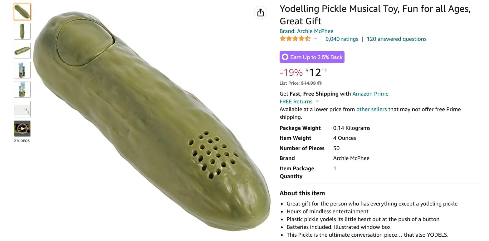 amazon pickle device product page screenshot