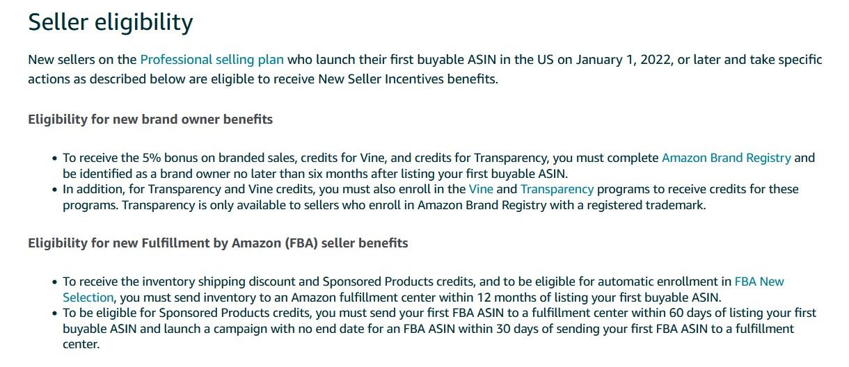 Amazon Seller Eligibility Rules for Incentives