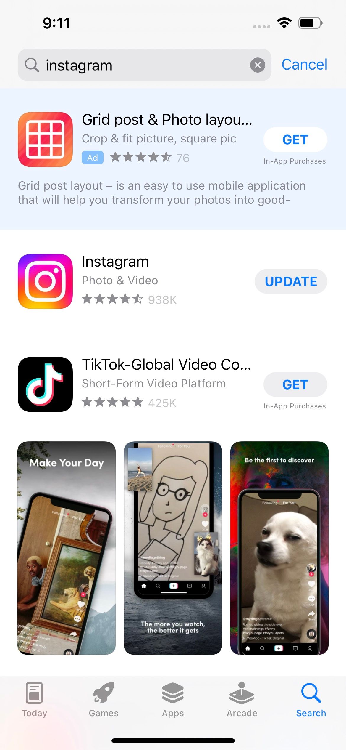 update instagram in iphone app store