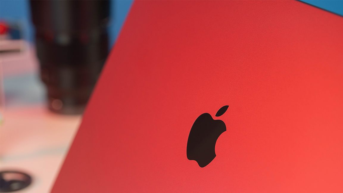 Red cover on a MacBook