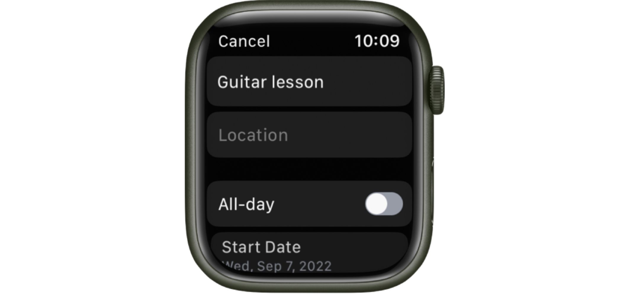 Apple Watch calendar add event