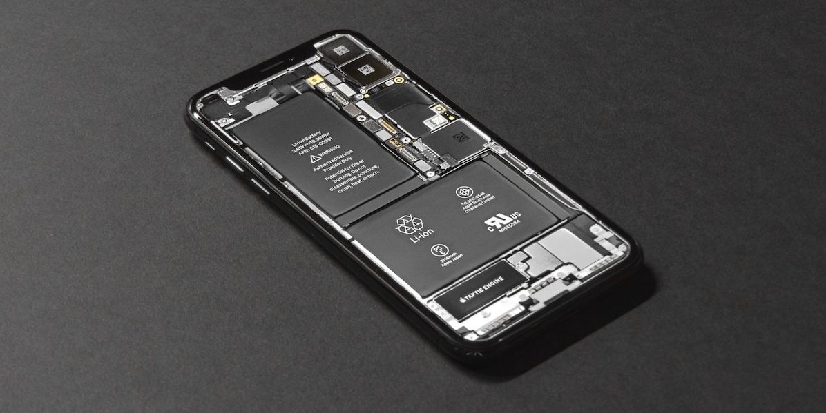 iPhone teardown with battery visible