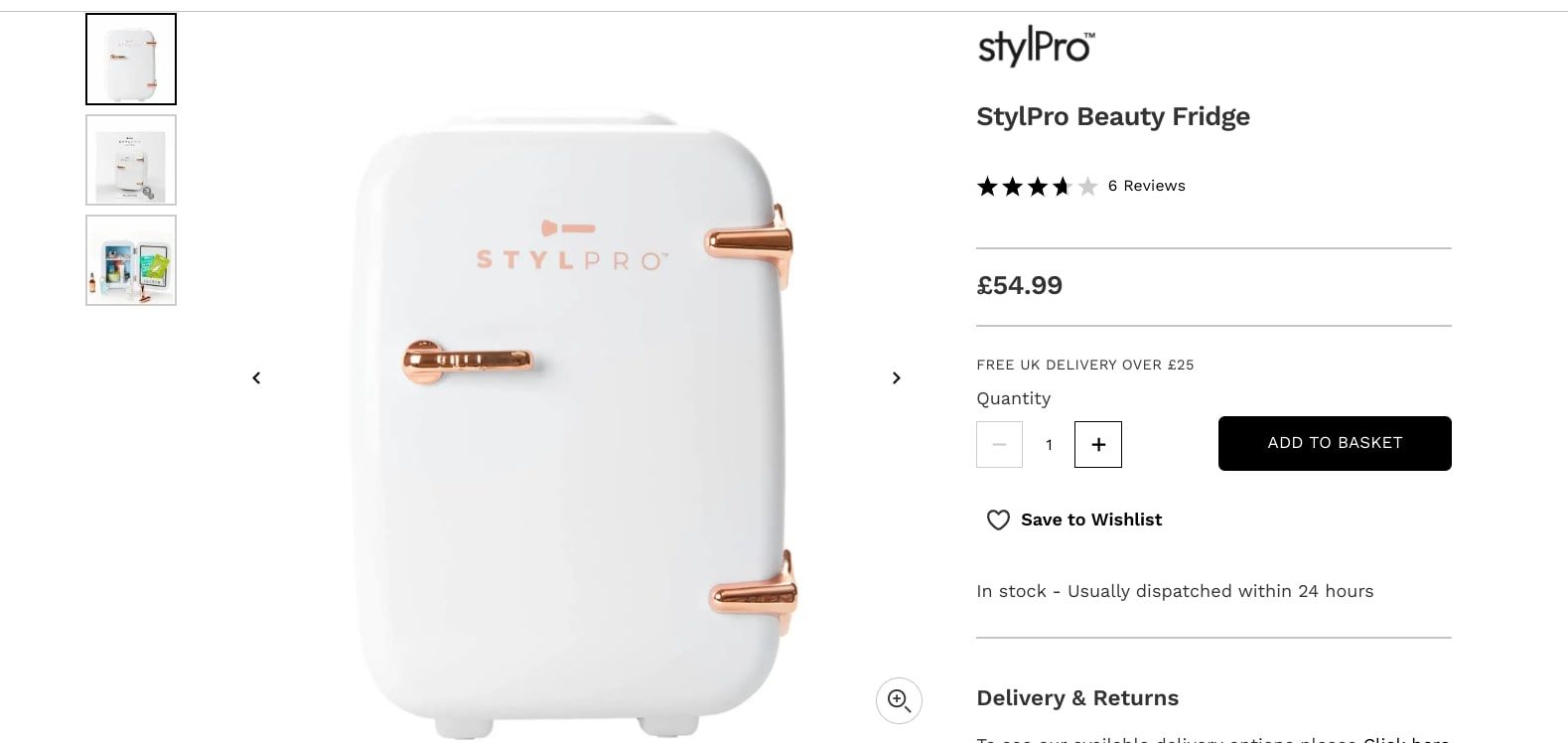 lookfantastic beauty fridge product page screenshot
