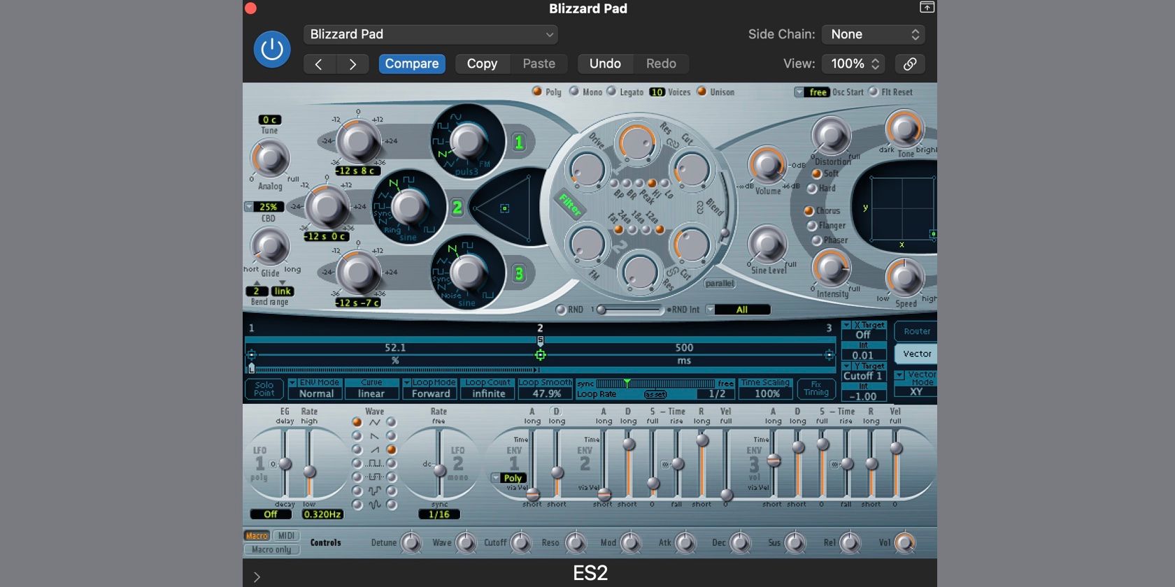 Screenshot of ES 2 synth in Logic Pro.