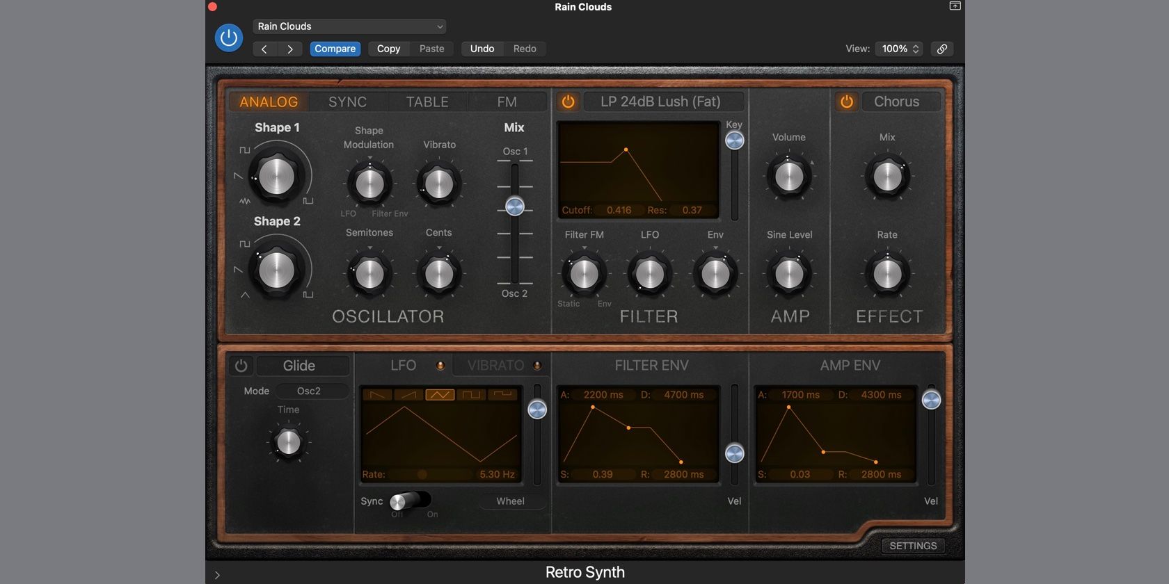Screenshot of Retro Synth in Logic Pro.