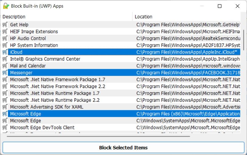 blocking selected windows universal apps in askadmin