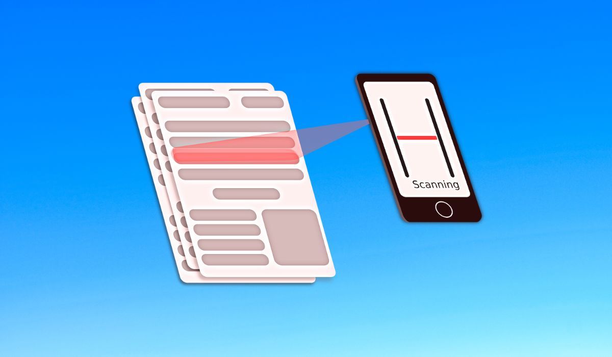 Illustration shows smartphone scanning a document