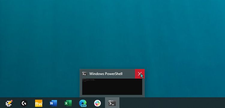 The peek window for the Windows Terminal in quake mode