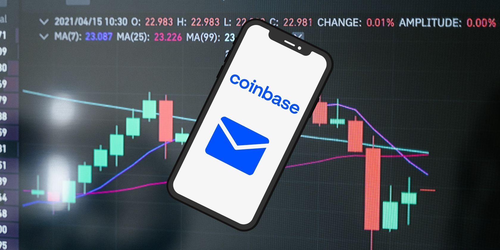 اعلان coinbase در تلفن در مقابل صفحه صرافی