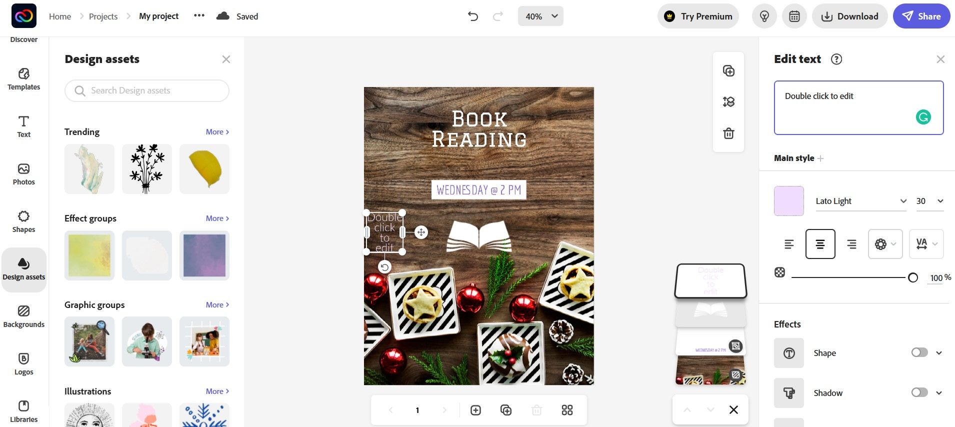 Designing Christmas Book Reading Flyer on Adobe Express App