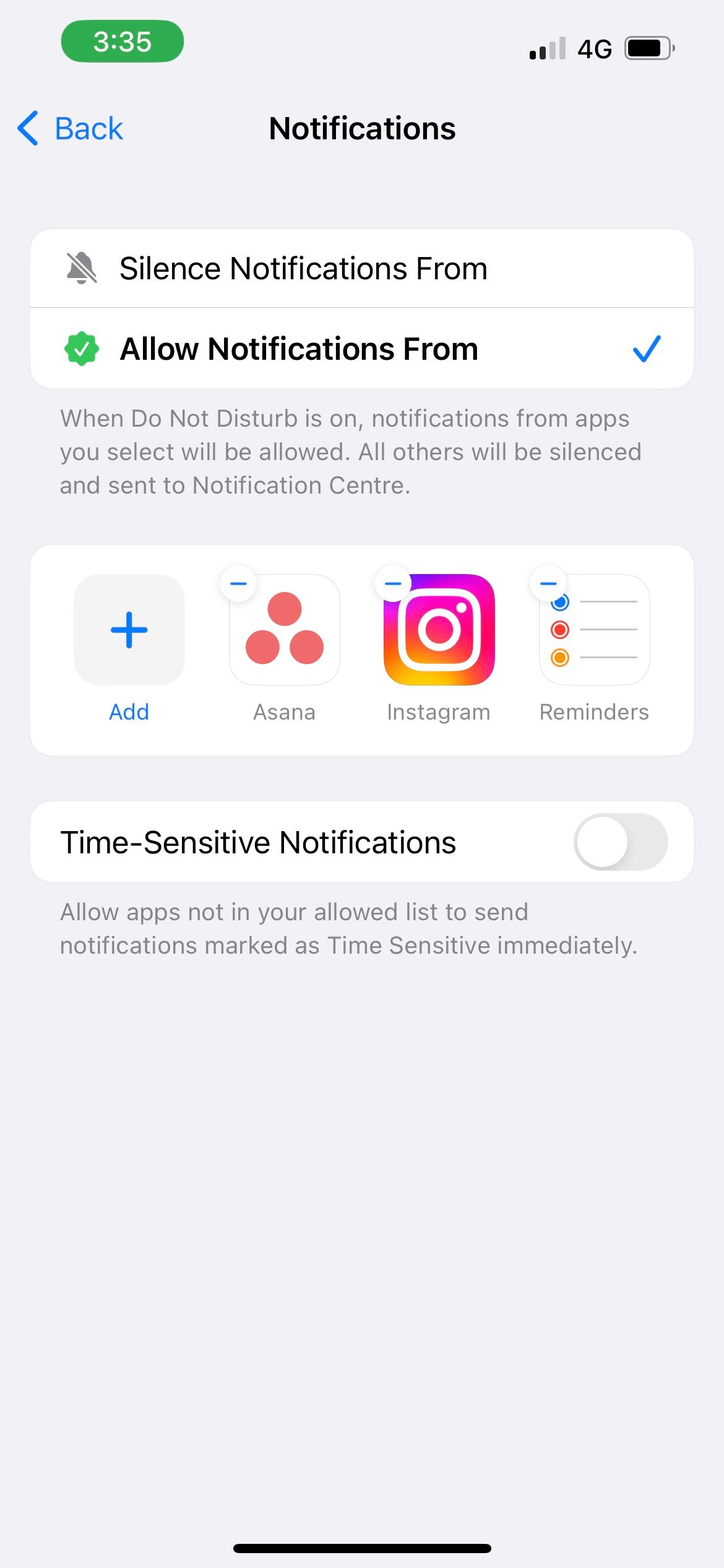 allowed apps on do not disturb mode