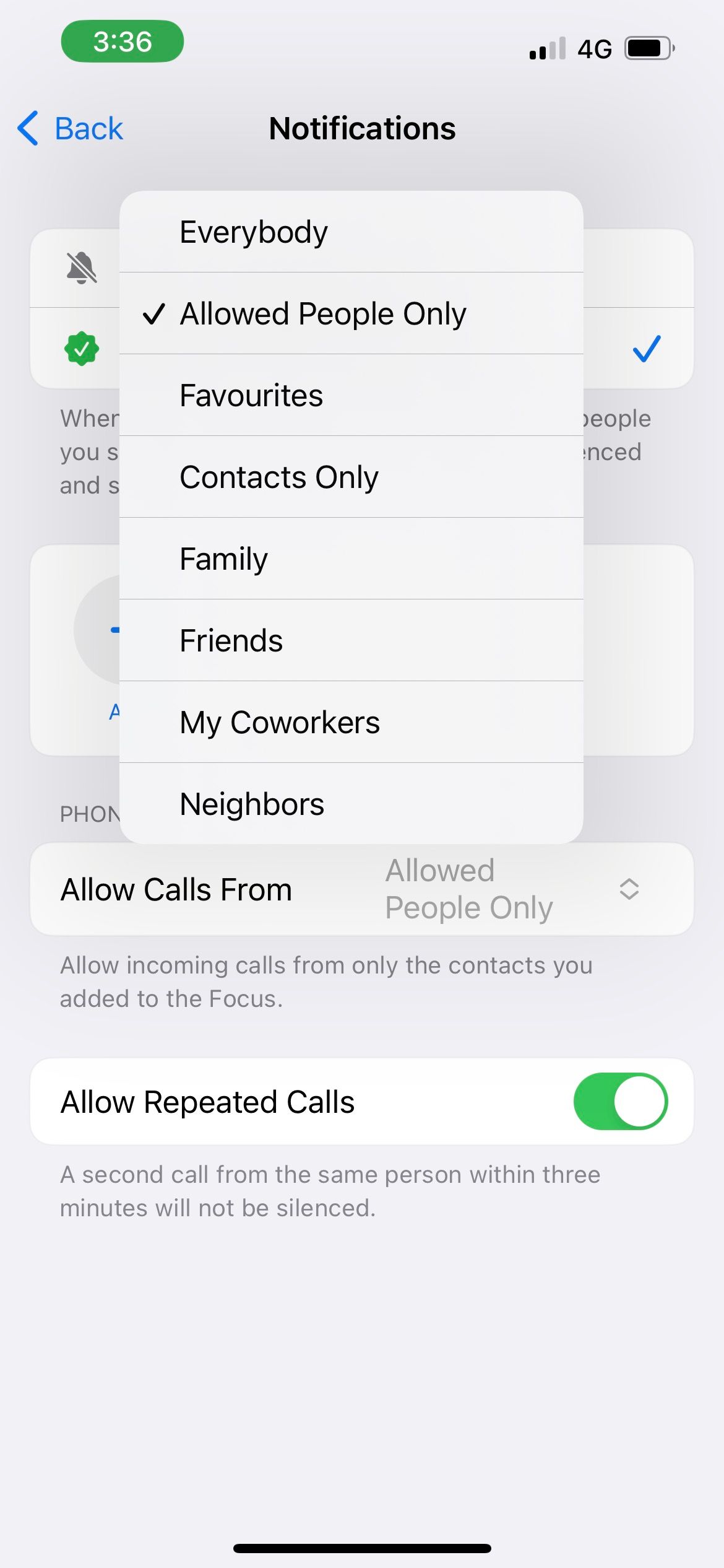 change calls allowed on iphone do not disturb mode