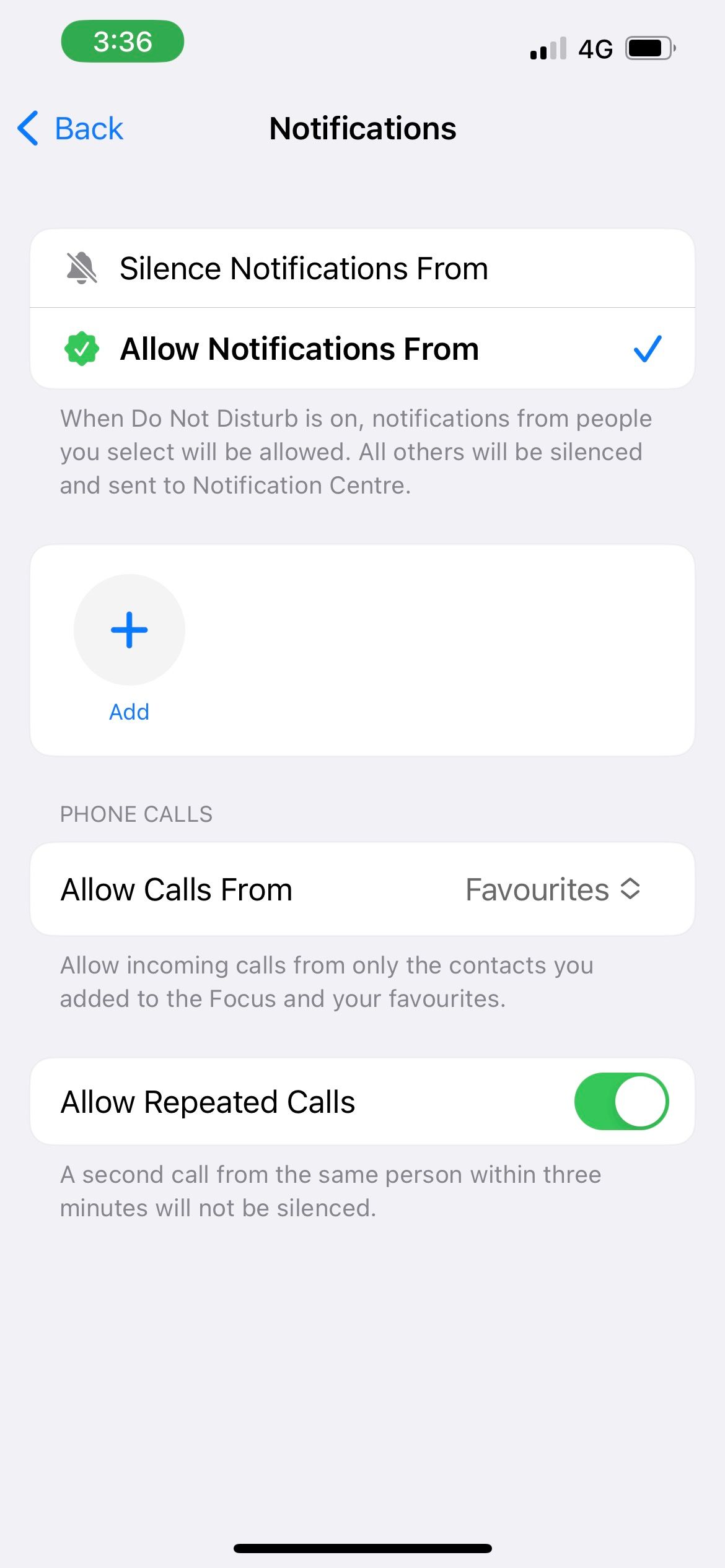 call settings for do not disturb mode on iphone
