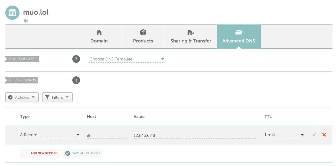 رکوردهای dns namecheap برای muo.lol