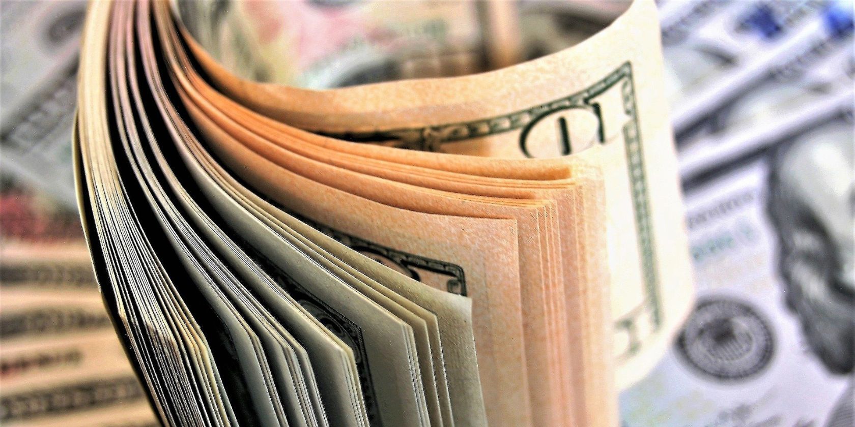 A wad of dollar bills