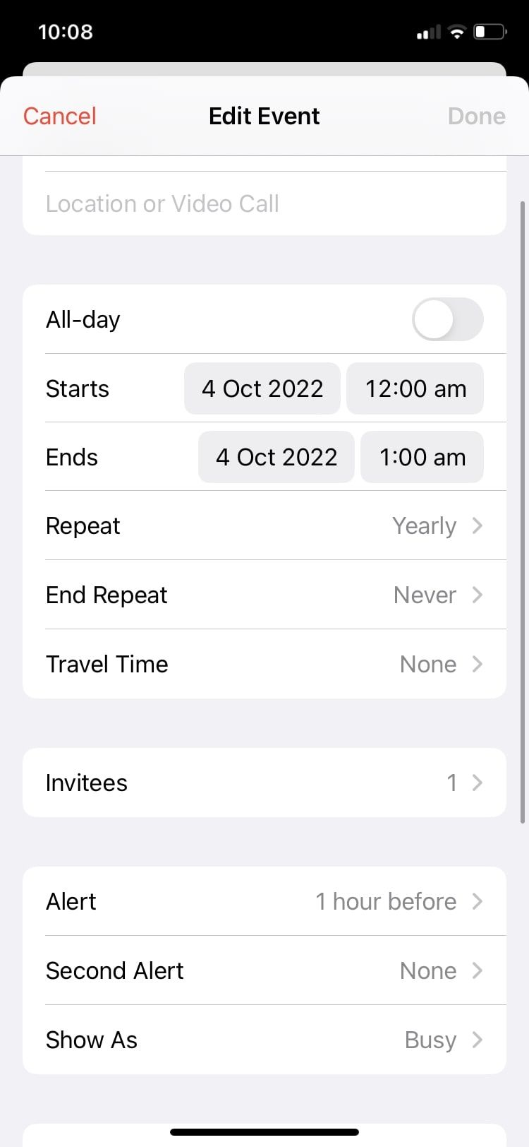 edit event details in the Calendar app