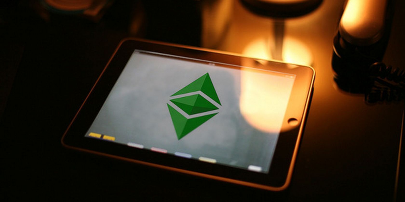 ethereum classic logo on tablet