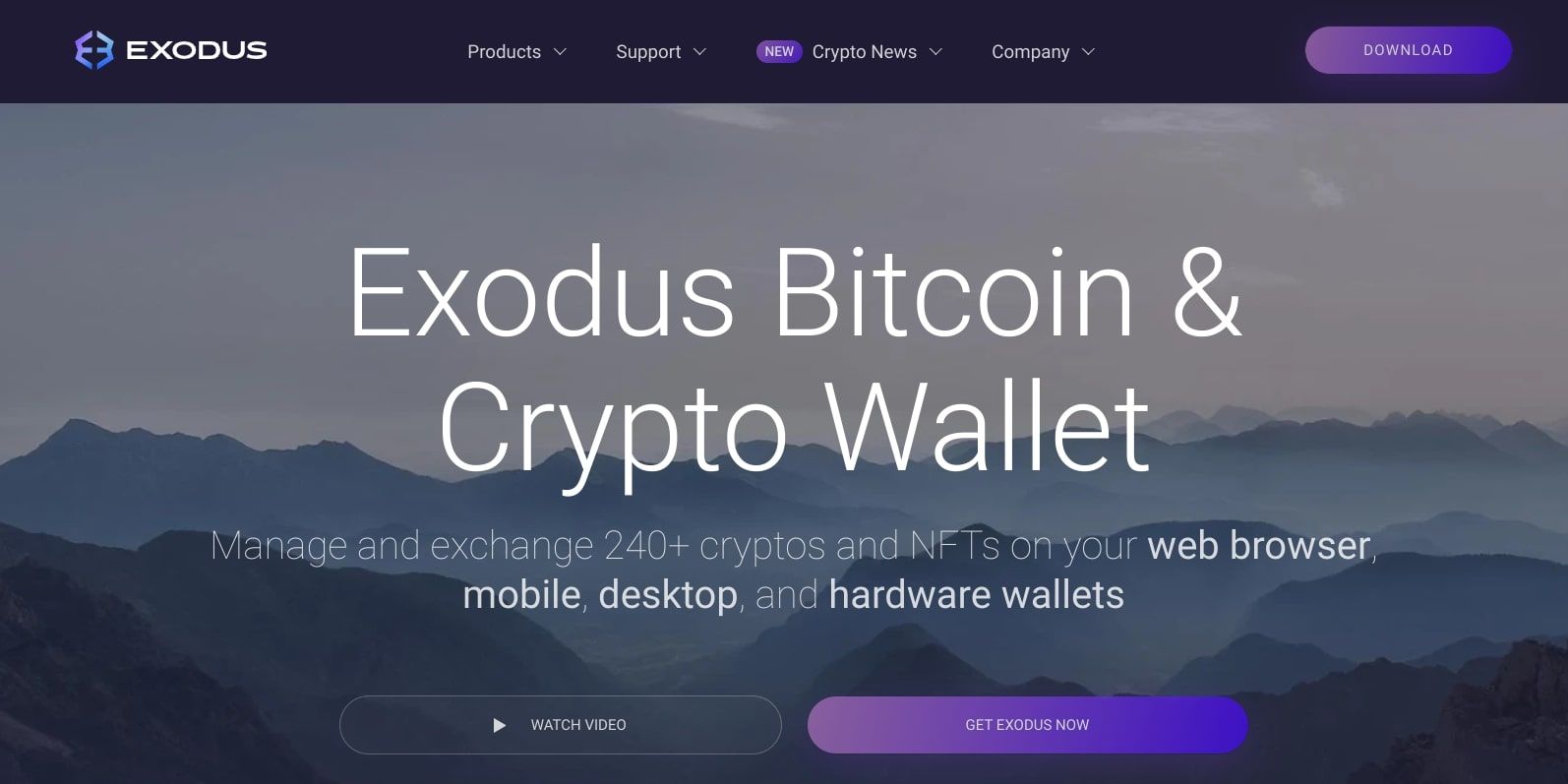 اسکرین شات صفحه اصلی وب سایت exodus