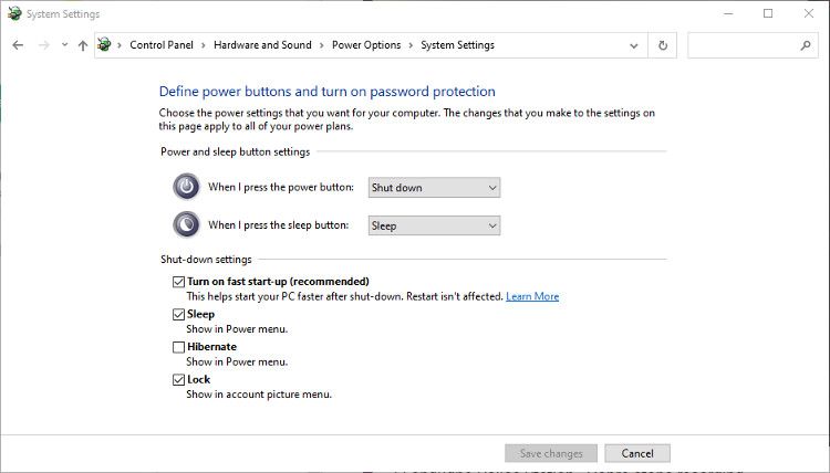 Advanced power settings in Windows
